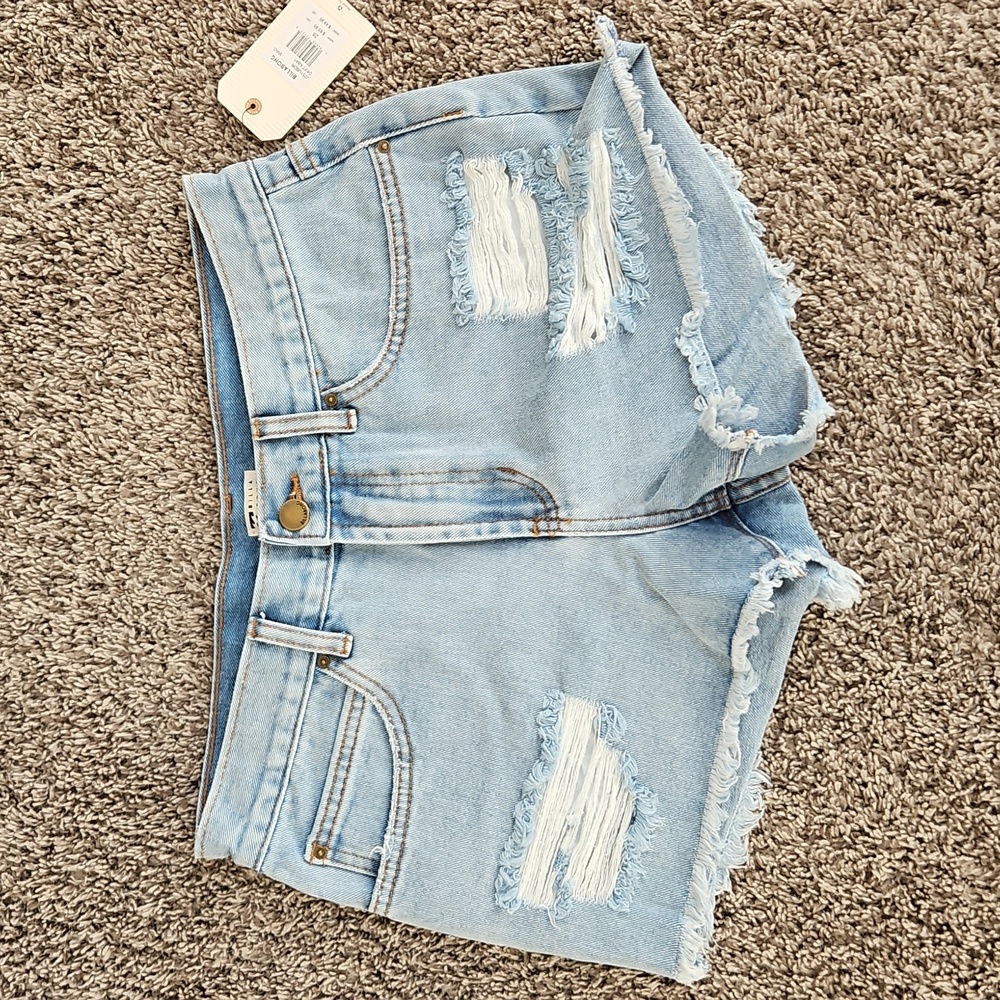 Billabong Light Blue Distressed Denim Shorts